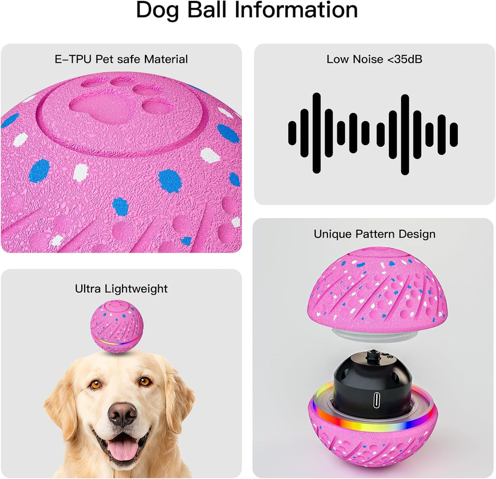Hot Pink Mini — dog ball info: E-TPU pet-safe, low noise, ultra lightweight