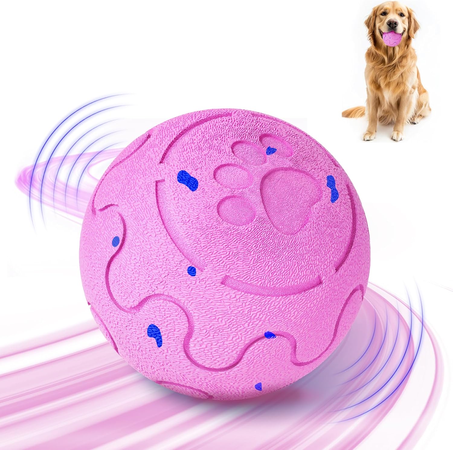 Hot Pink Pro — smart interactive dog ball, golden retriever loves the pink ball